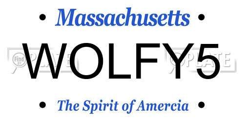 WOLFY5 Massachusetts License Plate