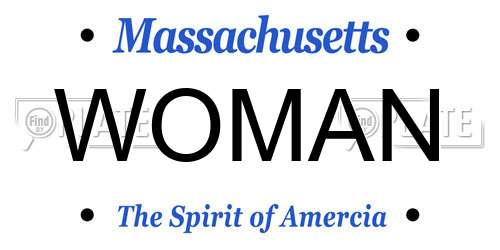 WOMAN Massachusetts License Plate