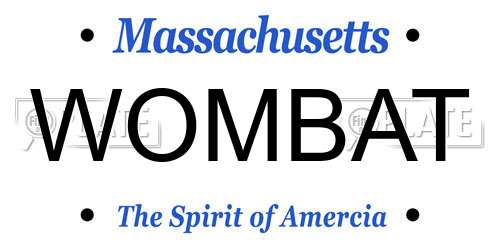 WOMBAT Massachusetts License Plate