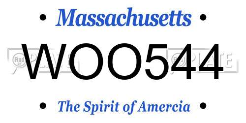 WOO544 Massachusetts License Plate