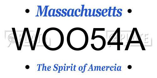 WOO54A Massachusetts License Plate