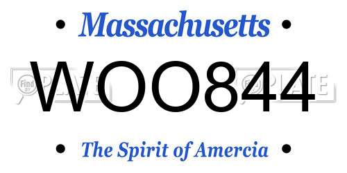 WOO844 Massachusetts License Plate