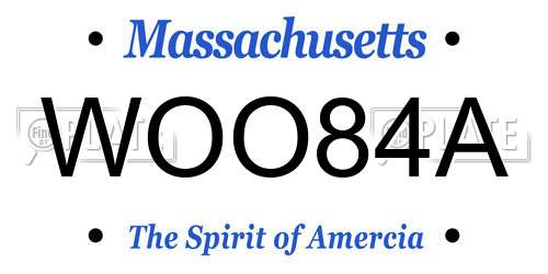 WOO84A Massachusetts License Plate