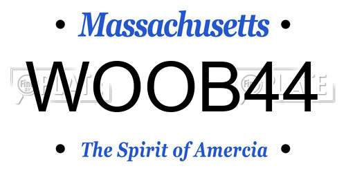 WOOB44 Massachusetts License Plate