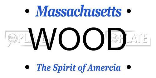 WOOD Massachusetts License Plate