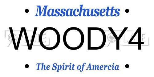 WOODY4 Massachusetts License Plate