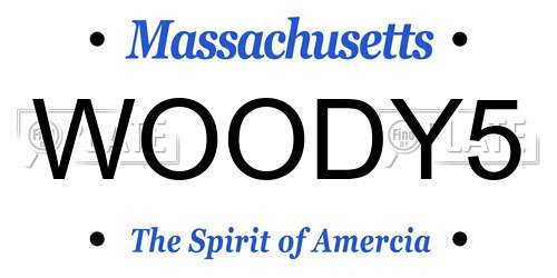 WOODY5 Massachusetts License Plate