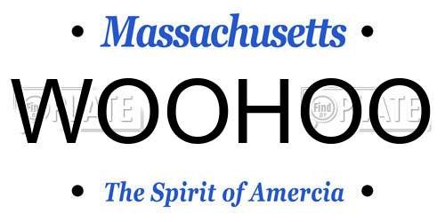 WOOHOO Massachusetts License Plate