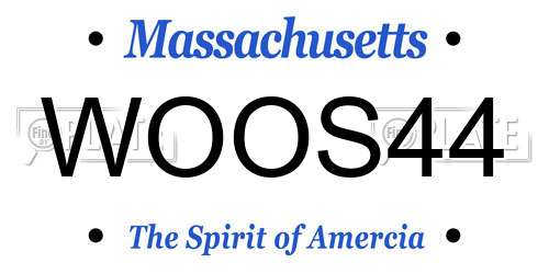 WOOS44 Massachusetts License Plate