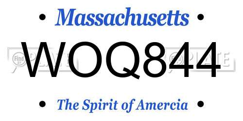 WOQ844 Massachusetts License Plate