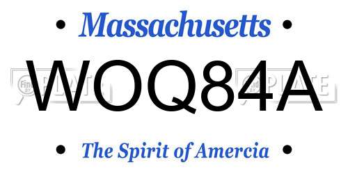 WOQ84A Massachusetts License Plate