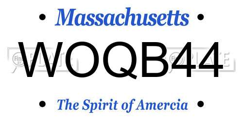 WOQB44 Massachusetts License Plate
