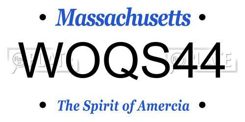 WOQS44 Massachusetts License Plate