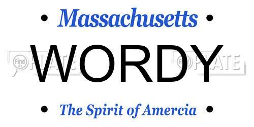 WORDY Massachusetts License Plate