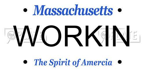 WORKIN Massachusetts License Plate