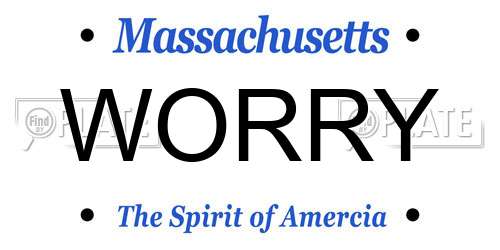 WORRY Massachusetts License Plate