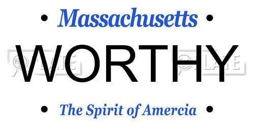 WORTHY Massachusetts License Plate
