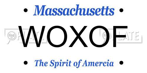 WOXOF Massachusetts License Plate