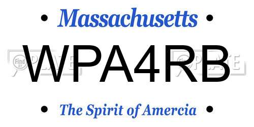 WPA4RB Massachusetts License Plate