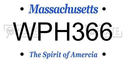 WPH366 Massachusetts License Plate