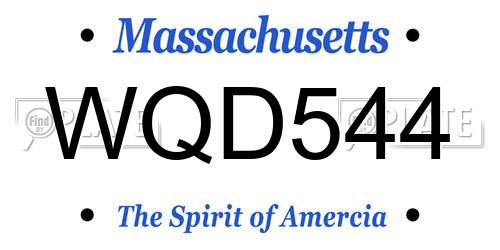 WQD544 Massachusetts License Plate