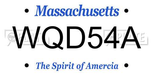 WQD54A Massachusetts License Plate