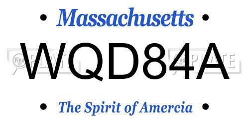 WQD84A Massachusetts License Plate