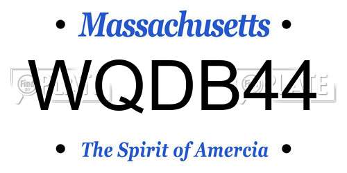WQDB44 Massachusetts License Plate