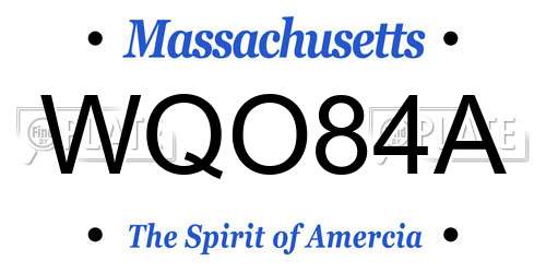 WQO84A Massachusetts License Plate