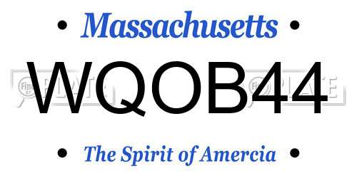 WQOB44 Massachusetts License Plate