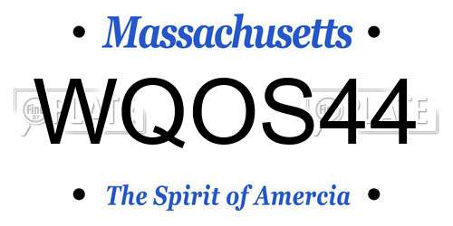 WQOS44 Massachusetts License Plate