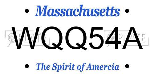 WQQ54A Massachusetts License Plate