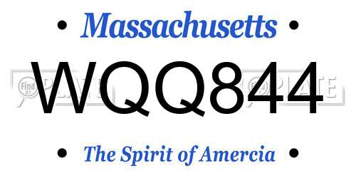 WQQ844 Massachusetts License Plate