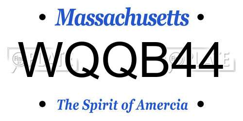 WQQB44 Massachusetts License Plate