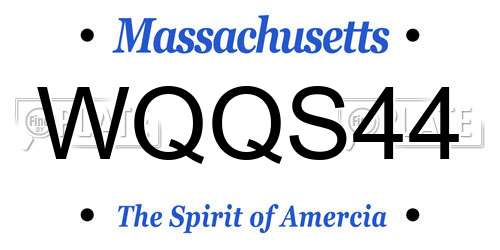 WQQS44 Massachusetts License Plate