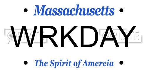 WRKDAY Massachusetts License Plate