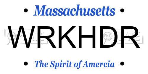 WRKHDR Massachusetts License Plate