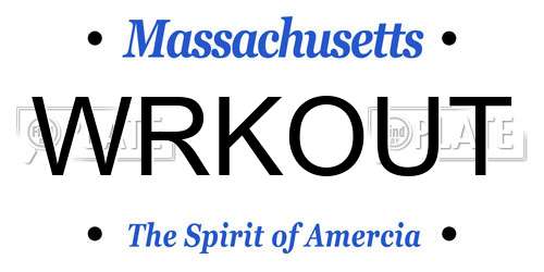 WRKOUT Massachusetts License Plate