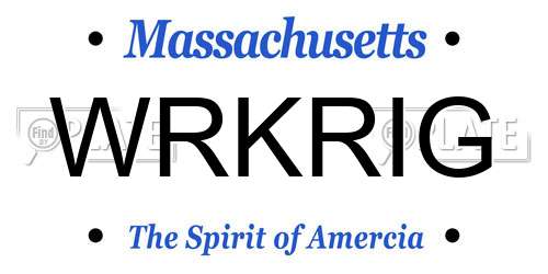 WRKRIG Massachusetts License Plate