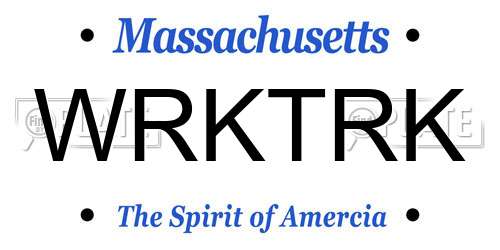 WRKTRK Massachusetts License Plate