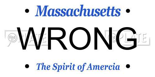 WRONG Massachusetts License Plate
