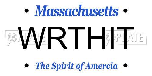 WRTHIT Massachusetts License Plate