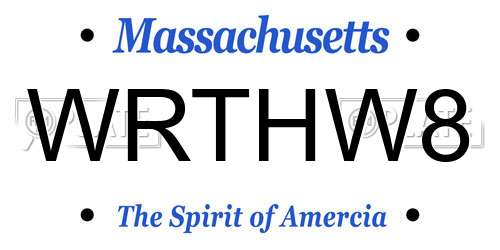 WRTHW8 Massachusetts License Plate