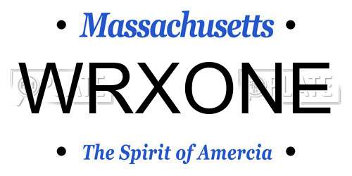 WRXONE Massachusetts License Plate