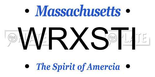 WRXSTI Massachusetts License Plate
