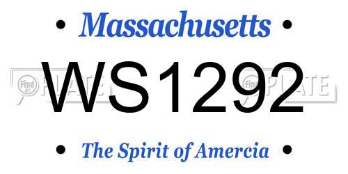 WS1292 Massachusetts License Plate
