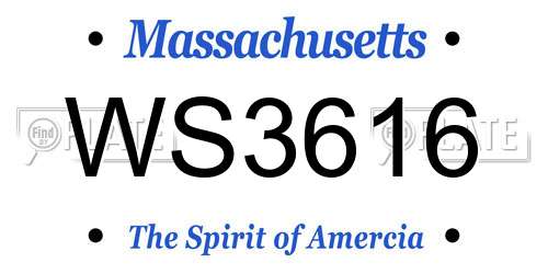 WS3616 Massachusetts License Plate