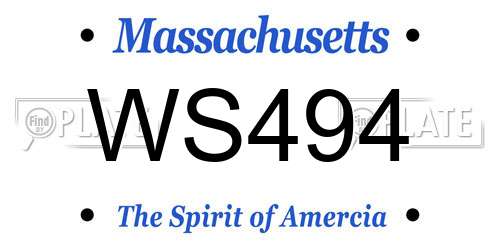 WS494 Massachusetts License Plate
