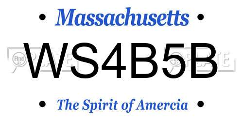 WS4B5B Massachusetts License Plate