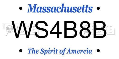 WS4B8B Massachusetts License Plate